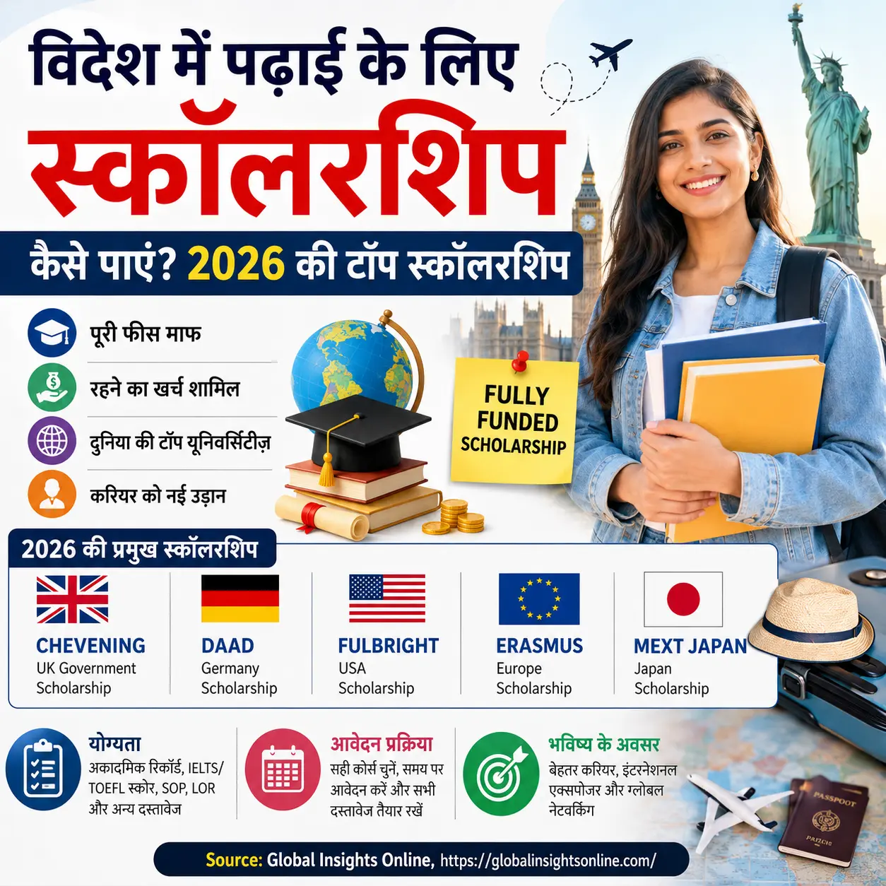 विदेश में पढ़ाई के लिए स्कॉलरशिप 2026 गाइड for Indian Students Fully Funded Scholarship