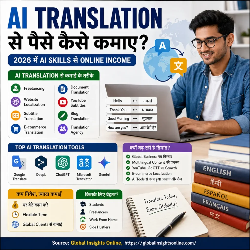 AI Translation Se Paise Kaise Kamaye 2026 में AI Translation Tools और Freelancing से Online Income Guide