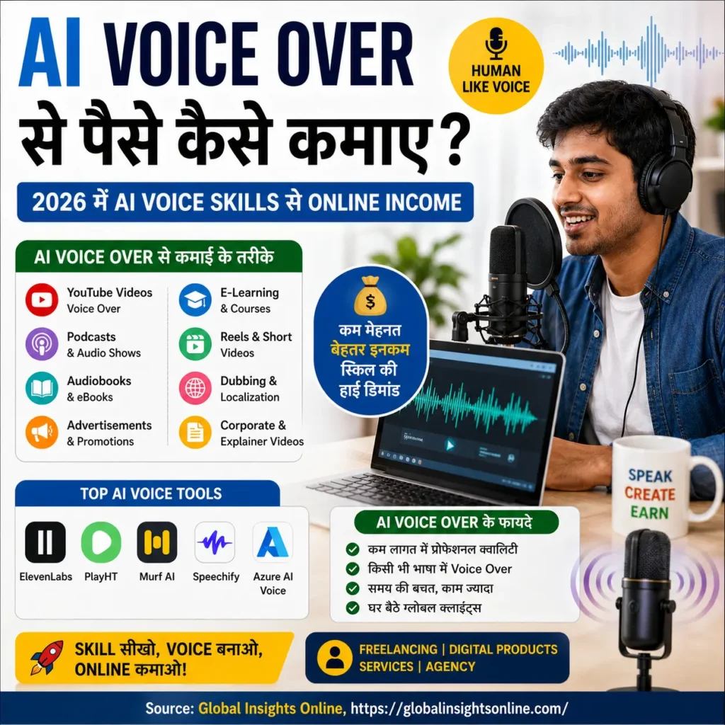 AI Voice Over Se Paise Kaise Kamaye 2026 Guide AI Voice Tools Se Online Income
