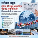 ग्लोबल न्यूज़ 2026 गाइड जिसमें अंतरराष्ट्रीय घटनाएं, कूटनीति और वैश्विक मामलों की जानकारी दी गई है