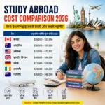 विदेश में Part-Time Jobs 2026 दिखाता हुआ फीचर इमेज जिसमें अंतरराष्ट्रीय छात्र पढ़ाई के साथ पार्ट-टाइम नौकरी, कमाई, करियर अवसर, पासपोर्ट, लैपटॉप और प्रमुख अध्ययन देशों के प्रतीक दर्शाए गए हैं।