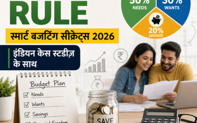 50/30/20 Rule budgeting infographic Hindi smart budgeting India 2026 needs wants savings